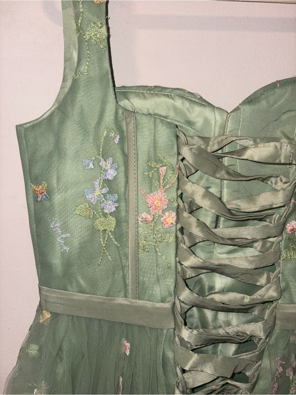 Women’s Floral Embroidered Corset Long Dress 8 NWOT - Picture 7 of 11